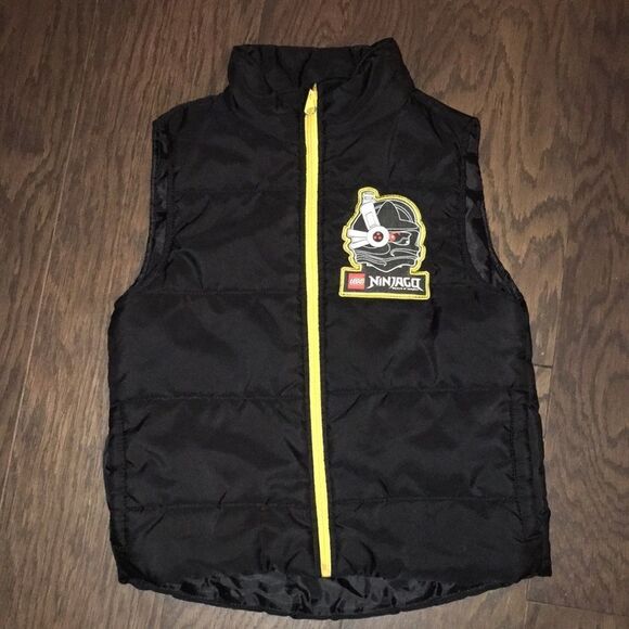 Lego Ninjago Black Puffer Puffer Winter Zipper Vest Jacket Boys Steelers Colors - Picture 1 of 4